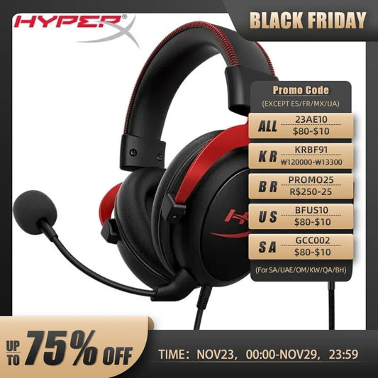 Original HyperX Cloud 2 II Gaming Wire Headset With HiFi 7.1 Surround Sound Microphone Gaming Headphone For PC PS4